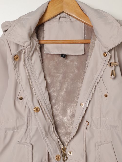 Casaco Parka Infantil Para Menina - BEGE