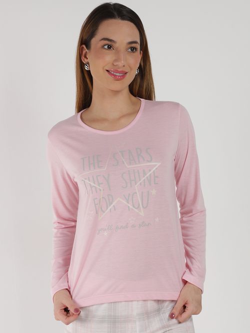 Pijama Longo Xadrez Feminino ROSA