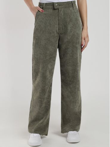 Calça Veludo Wide Leg Feminina VERDE