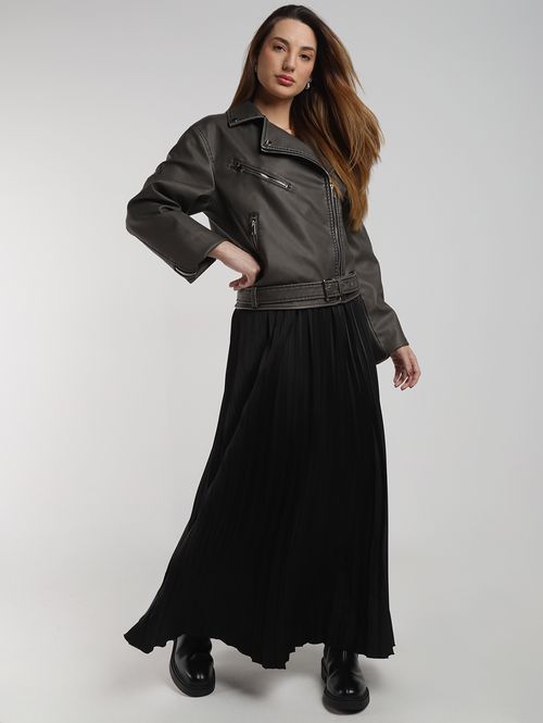 Jaqueta Biker Estonada Autentique Feminina PRETO