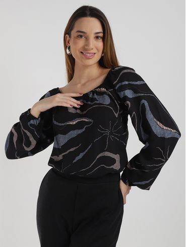 Blusa Manga Longa Feminina AZUL