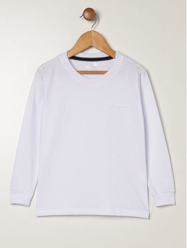 Camiseta Manga Longa Infantil Para Menino - BRANCO