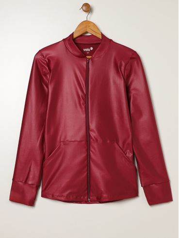 Jaqueta Cirrê Vels Plus Size Feminina BORDO