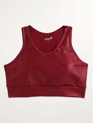 Top Fitness Cirrê Vels Plus Size Feminino BORDO