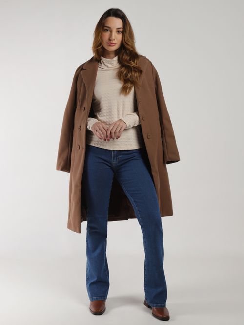 Blusa Manga Longa Gola Boba Feminina AREIA