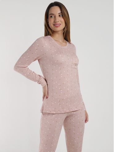 Pijama Suede Longo Feminino ROSE