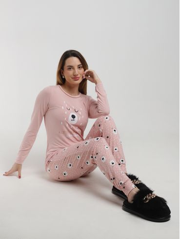 Pijama Longo Suede Feminino ROSE