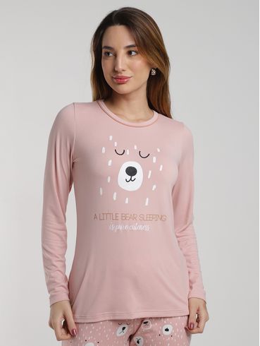Pijama Longo Suede Feminino ROSE