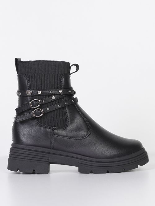 Bota Cano Baixo Juvenil Para Menina - PRETO