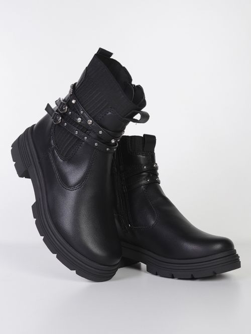 Bota Cano Baixo Juvenil Para Menina - PRETO