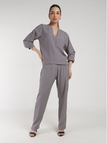 Calça Reta Alfaiataria Feminina CINZA