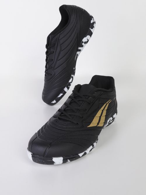 Chuteira de Futsal Penalty Juvenil Para Menino - Preto/Branco/Coral