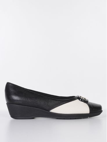 Sapato Anabela Piccadilly Feminino PRETO/OFF WHITE