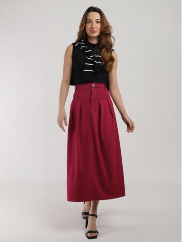 Saia Midi Autentique Feminina BORDO