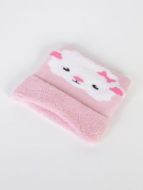 Conjunto Meia e Luva Infantil Para Bebê- Rosa