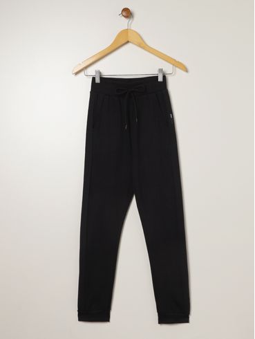 Calça Moletinho Com Punho Juvenil Para Menino - PRETO