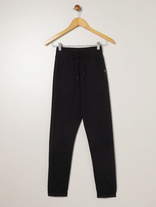 Calça Moletinho Com Punho Juvenil Para Menino - PRETO