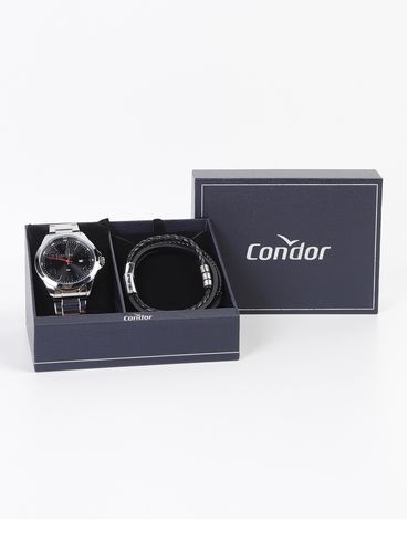 Relógio+Acessório Condor Masculina PRATA