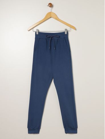 Calça Moletinho Com Punho Juvenil Para Menino - AZUL
