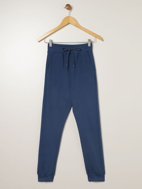 Calça Moletinho Com Punho Juvenil Para Menino - AZUL