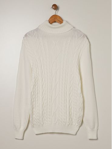 Blusa Tricot Manga Longa Plus Size Feminina OFF WHITE