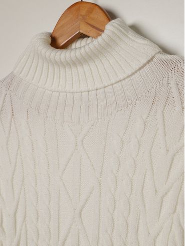 Blusa Tricot Manga Longa Plus Size Feminina OFF WHITE