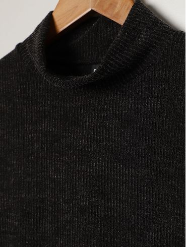 Blusão Tricot Cropped Juvenil Para Menina - PRETO