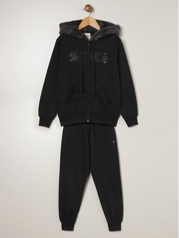 Conjunto Moletom Juvenil Para Menino - PRETO
