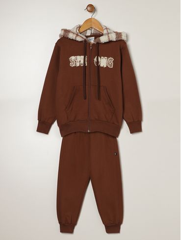 Conjunto Moletom Juvenil Para Menino - MARROM