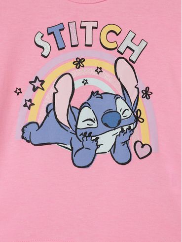 Blusa Manga Longa Stitch Infantil Para Menina - ROSA