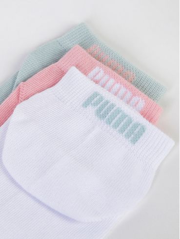 Kit 03 Meias Cano Curto Puma Feminina Rosa/Verde/Branco