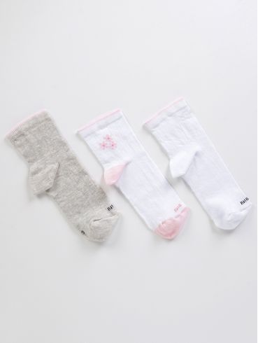Kit com 03 Meias Trifil Femininas Bege/Cinza
