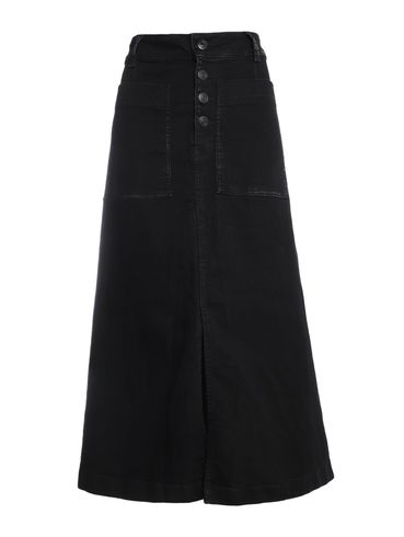 Saia Jeans Midi Fenda Frontal Sawary Feminina PRETO