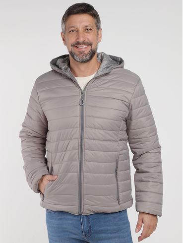 Jaqueta Puffer Com Capuz Masculina CINZA