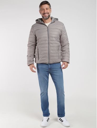 Jaqueta Puffer Com Capuz Masculina CINZA