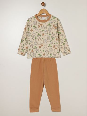 Pijama Longo Soft Infantil Para Menino - BEGE