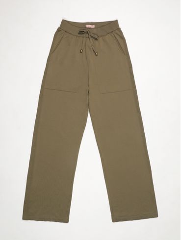 Calça de Tricot Wide Leg Feminina VERDE