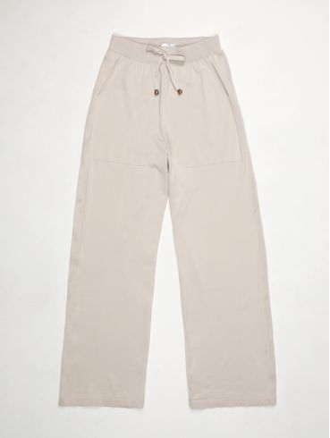 Calça de Tricot Wide Leg Feminina AREIA