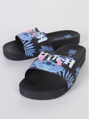 Slide Disney Stitch Zaxy Juvenil Para Menina - PRETO