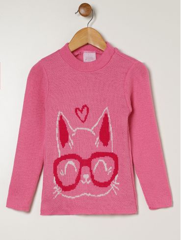 Blusão Tricot Infantil Para Menina - ROSA