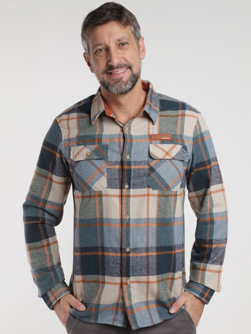 Camisa Manga Longa Xadrez Masculina MARINHO