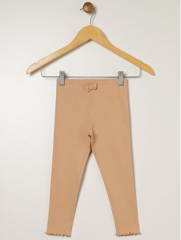Calça Canelada Infantil Para Menina - BEGE