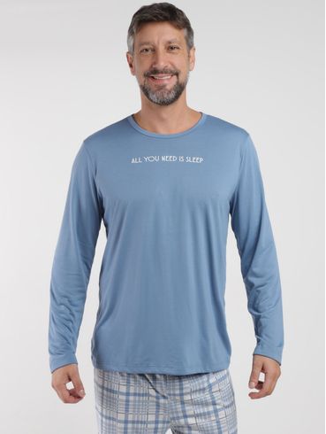 Pijama Longo Xadrez Masculino AZUL