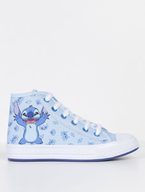 Tênis Cano Alto Stitch Disney Juvenil Para Menina- AZUL/BRANCO