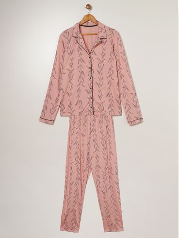 Pijama Americano Estampado Plus Size Feminino VERDE/ROSE