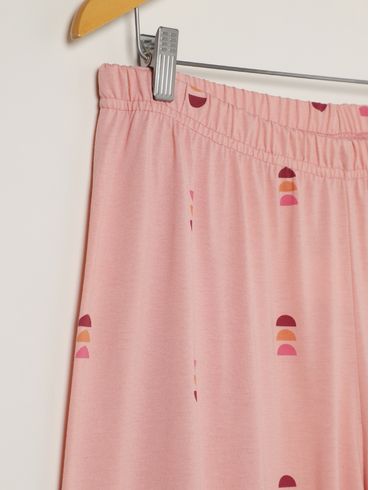 Pijama Americano Estampado Plus Size Feminino VINHO/ROSE