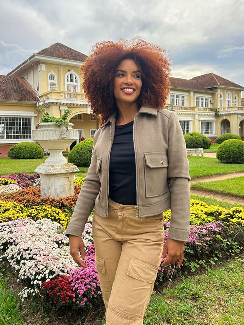 Jaqueta Lã Batida Autentique Feminina BEGE