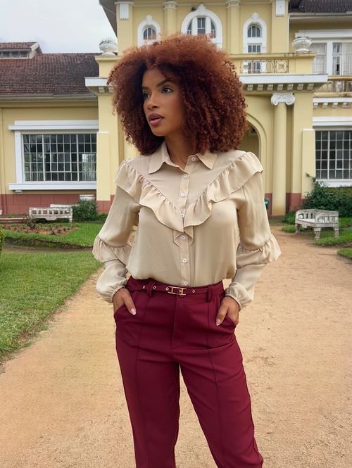 Camisa Crepe Autentique Feminina BEGE