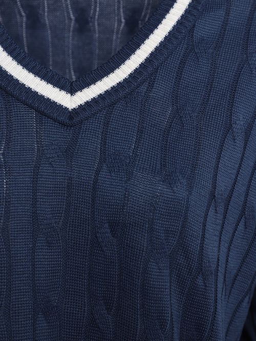 Blusão Tricot Decote V Feminino MARINHO