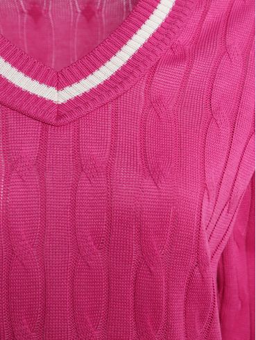 Blusão Tricot Gola V Feminino ROSA